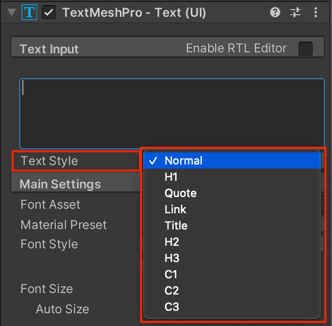 TextMeshProのTextStyle