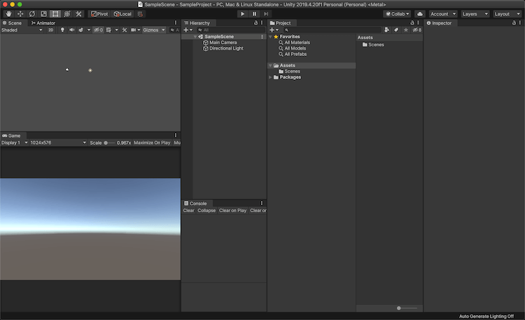 Unity Editor の画面