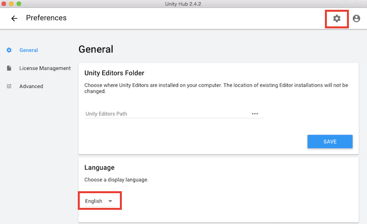 Unity Hub の言語変更