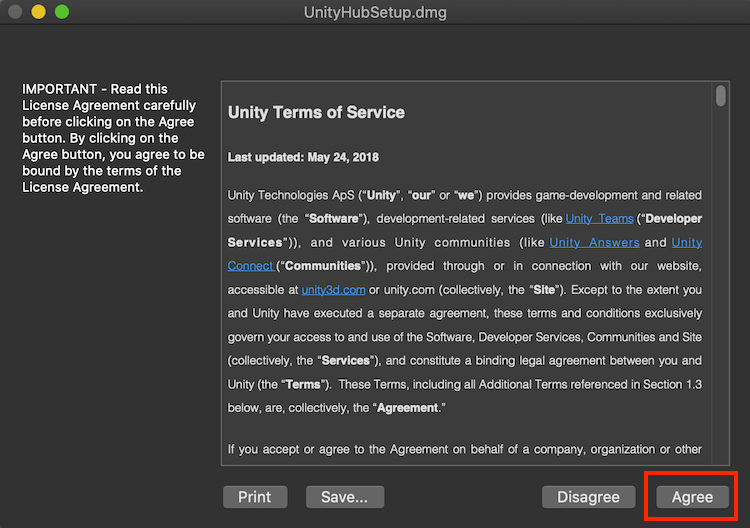 Unity Hub の利用規約