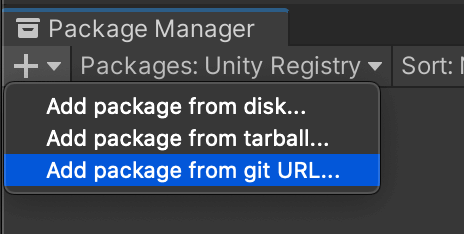 Package Manager の git URL 入力