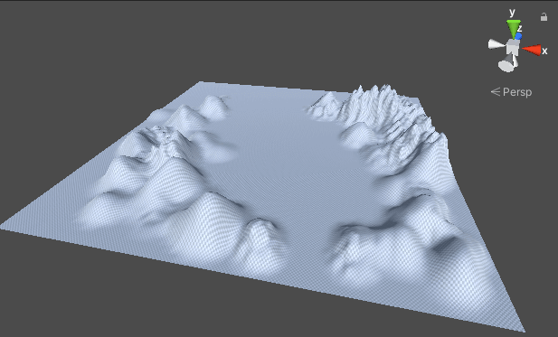 Terrain: Raise or Lower Terrain で起伏を作成