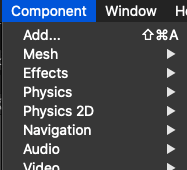 UnityメニューのComponent