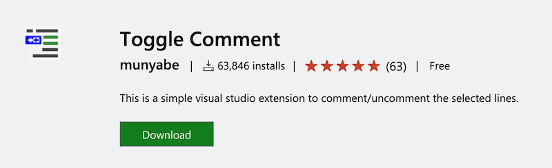 Visual Studio の拡張機能「ToggleComment」