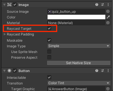 ImageコンポーネントのRaycastTarget