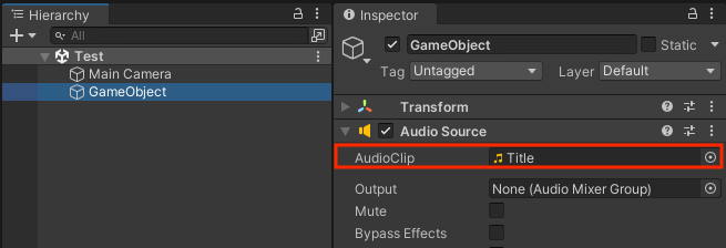 UnityのAudioClipに音楽を設定する