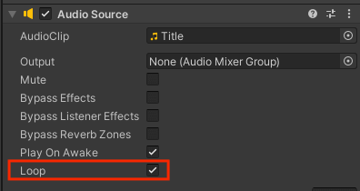 UnityでAudioSourceのLoopを有効にする