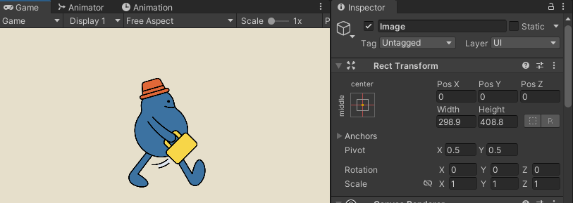 TransformのlocalScaleがデフォルトの状態