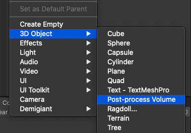 Post-Process Volume の　追加