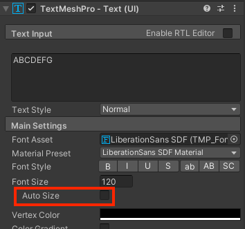 TextMeshPro の Auto Size